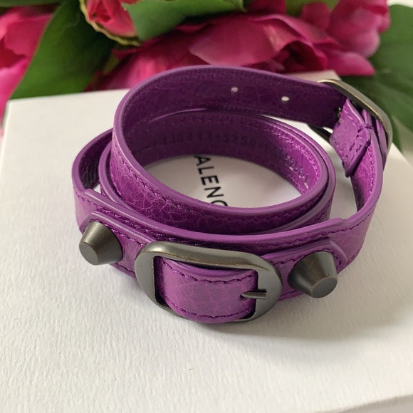 ❤️🔥❤️Balenciaga triple wrap purple leather bracelet NEW❤️🔥❤️ - Picture 4 of 9